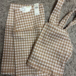 Aerie Tan Gingham Shorts and top. Shorts are NWT.